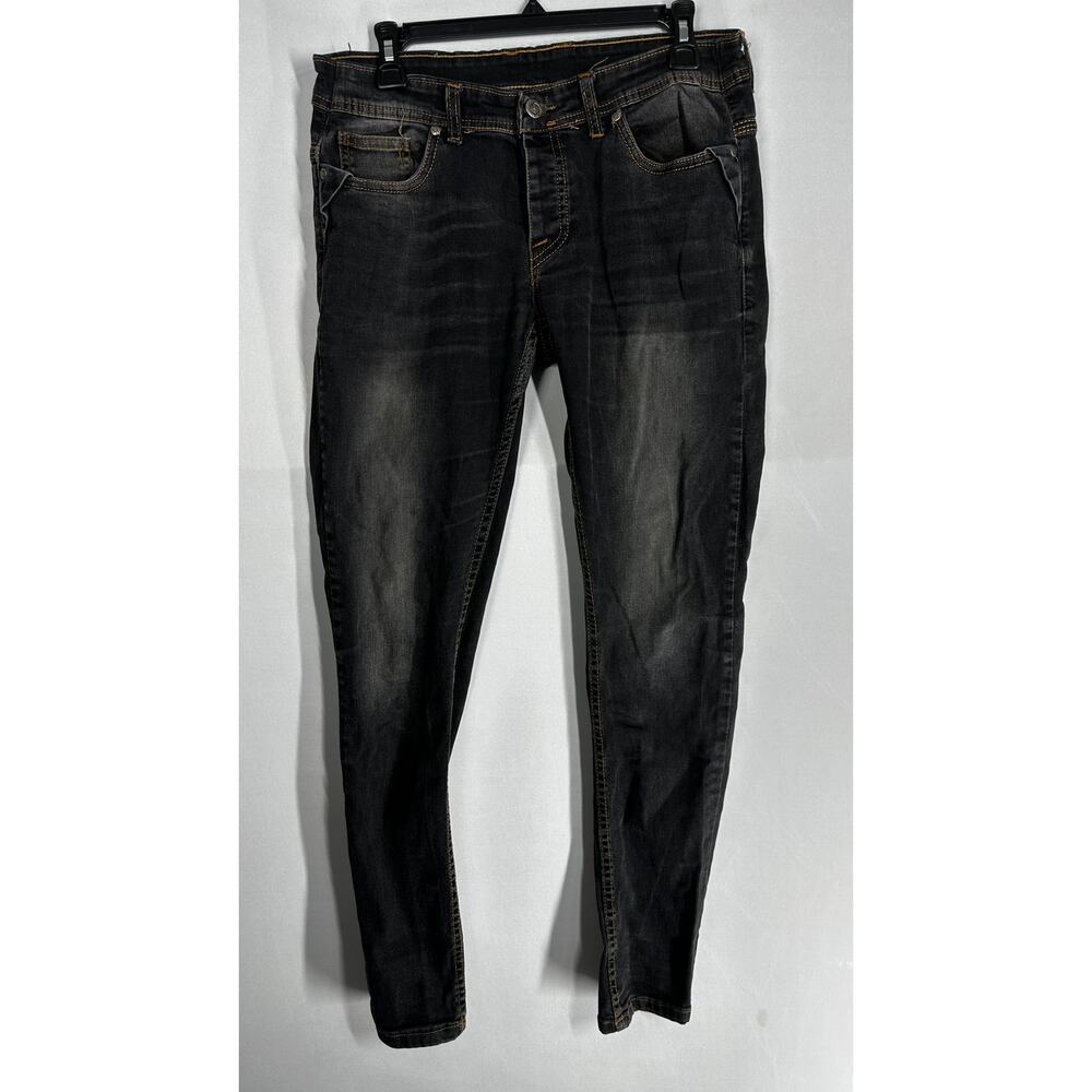 Massimo Dutti Tapered Slim Jeans Men Size 33 Gray Button Fly Faded Look Denim